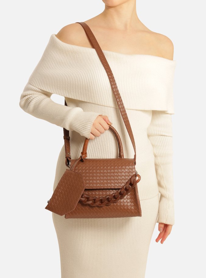 Bolsa Satchel Marrom Iara Média Tressê