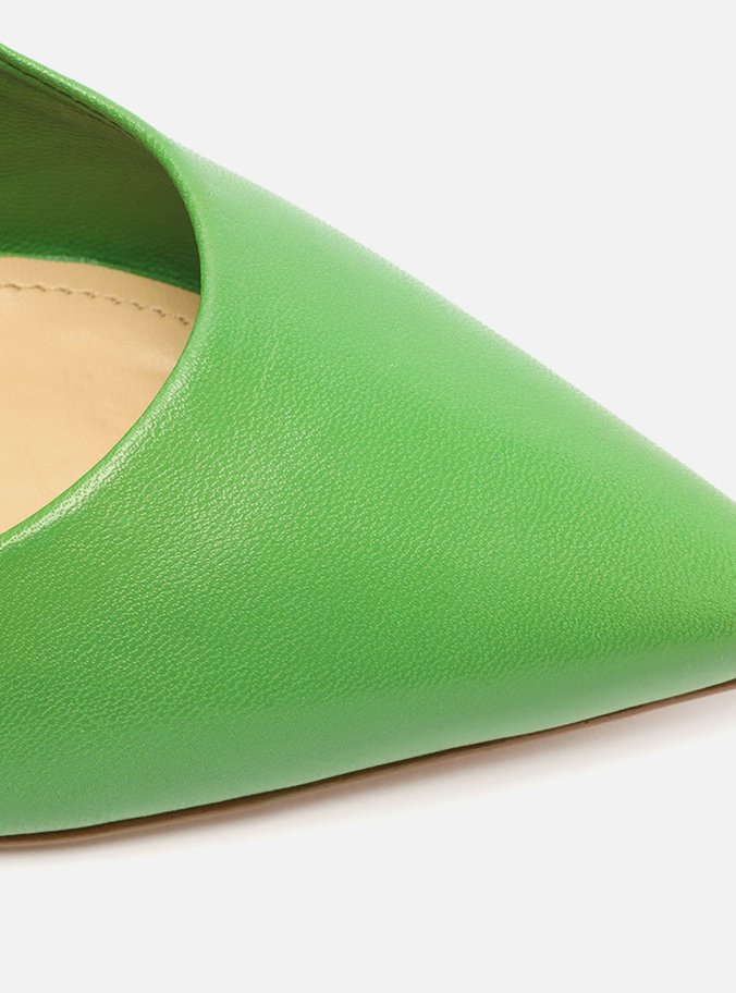 Scarpin Verde Couro Salto Alto Fino Color