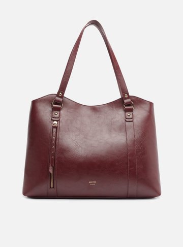 Arezzo — Bolsa Shopping Bordô Grande Bolso Frontal Zíper
