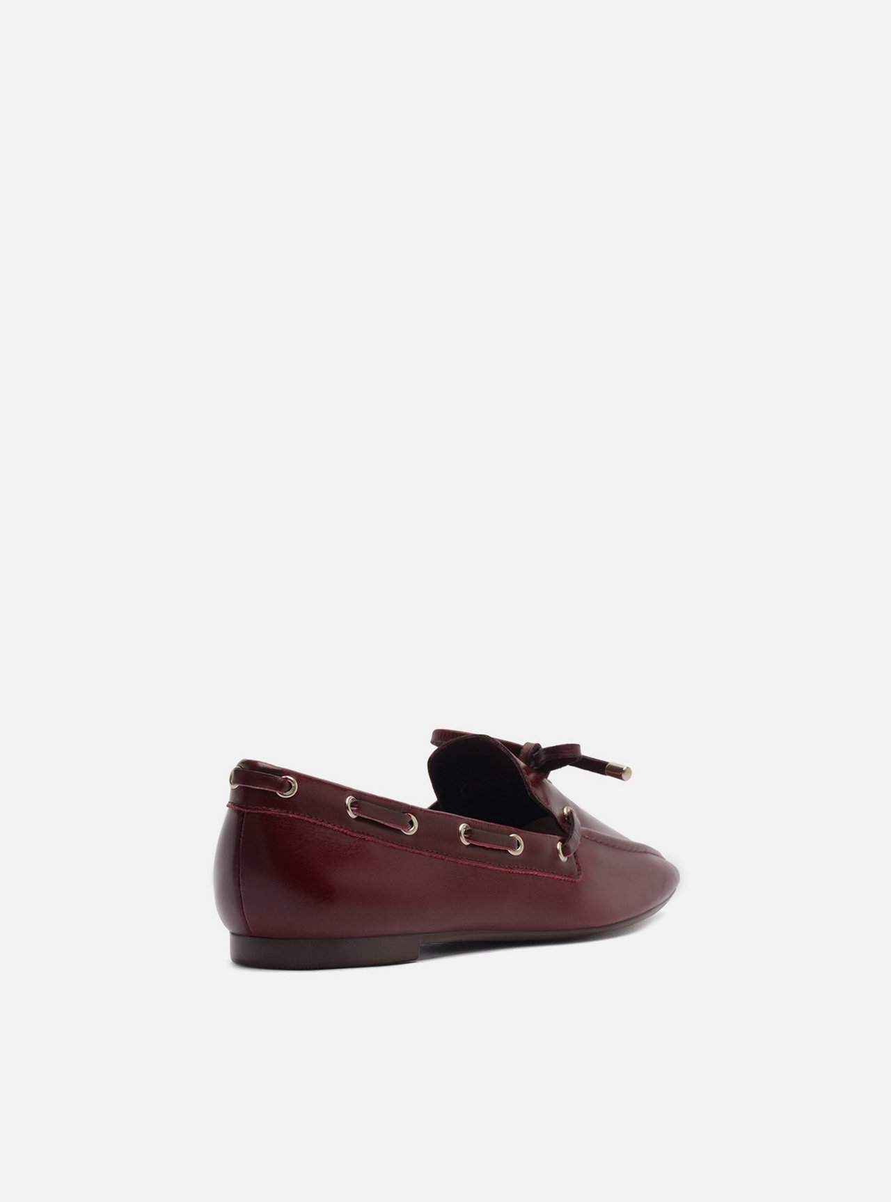 Mocassim Vermelho Couro Bico Quadrado Laço — foto 3