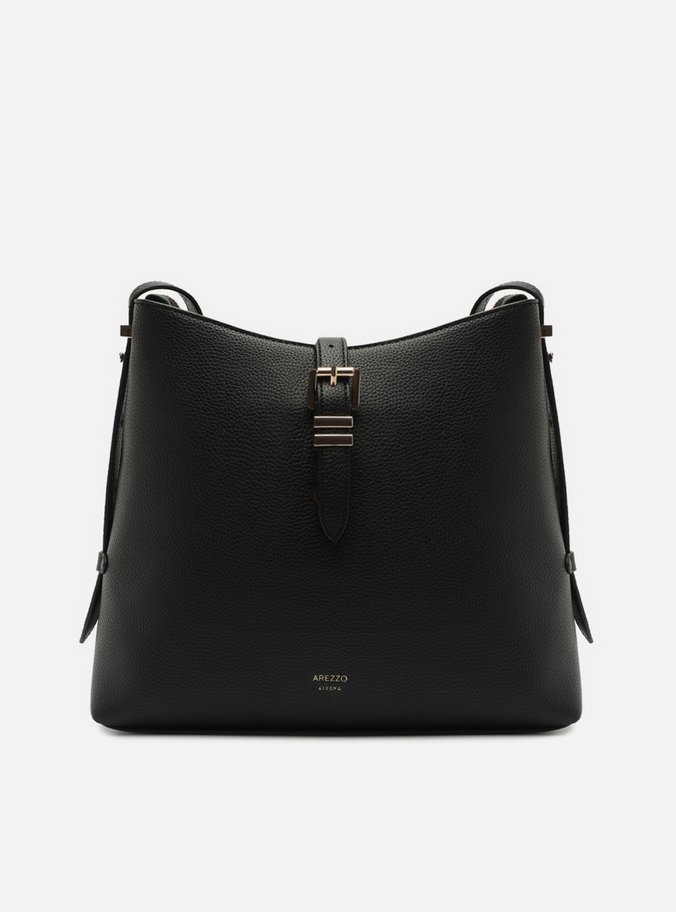 Bolsa Tiracolo Preta Grande Fecho Metal