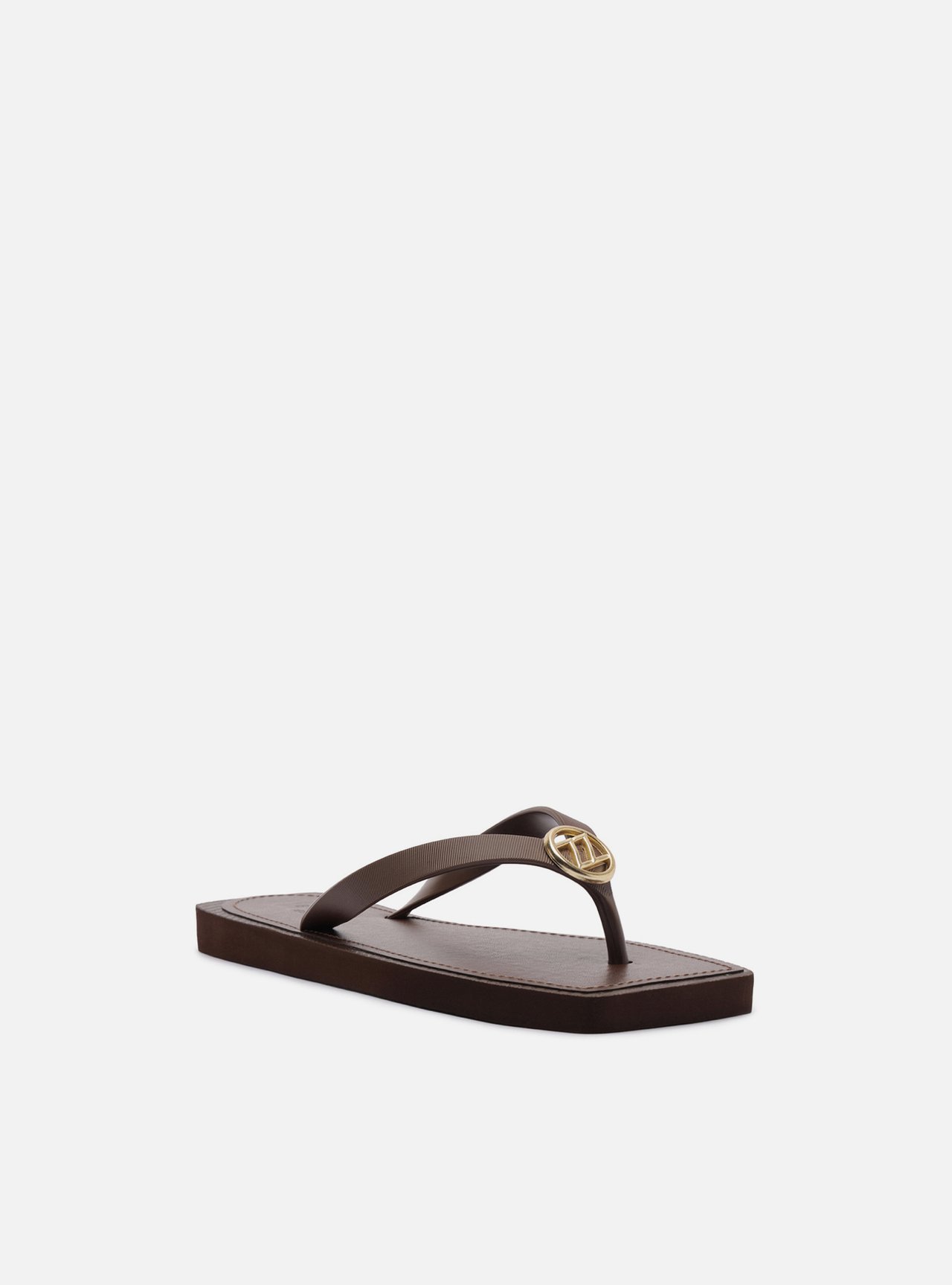 Chinelo de Dedo Marrom Metal ZZ Square Brizza — foto 2