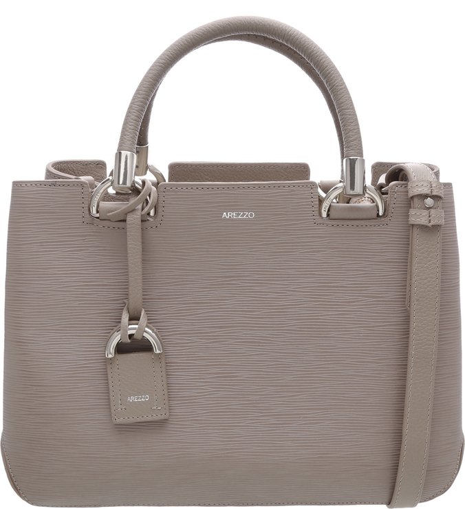 Bolsa Tote Couro Grande Textura Grigio