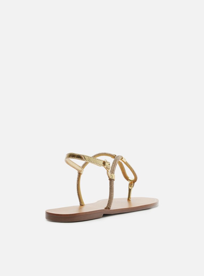 Sandália Rasteira Dourada Slim Elo