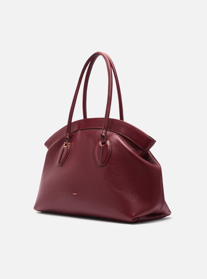 Bolsa Shopping Vermelha Couro Grande Moderna
