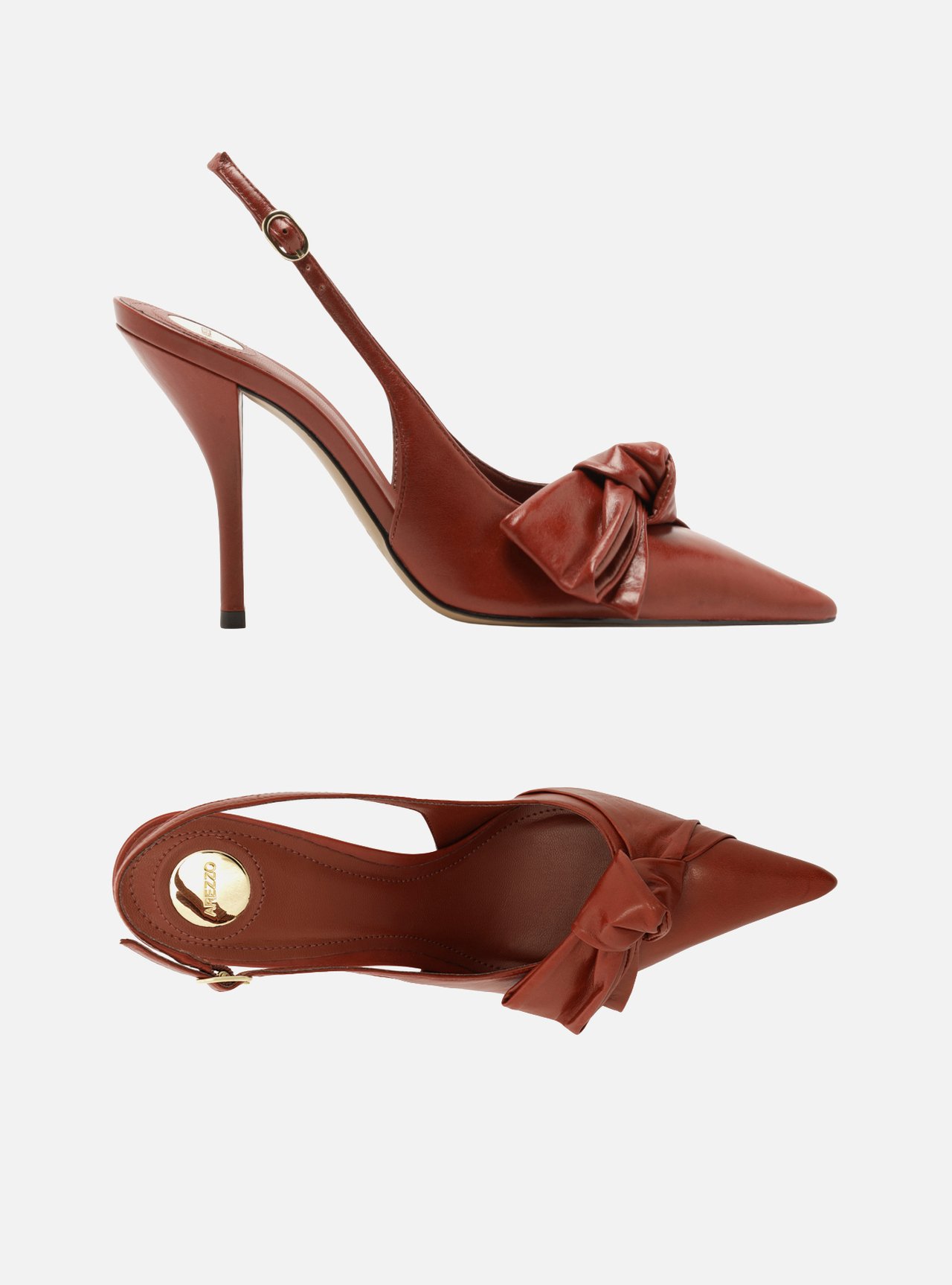 Scarpin Vermelho Couro Salto Fino Laço Slingback — foto 5