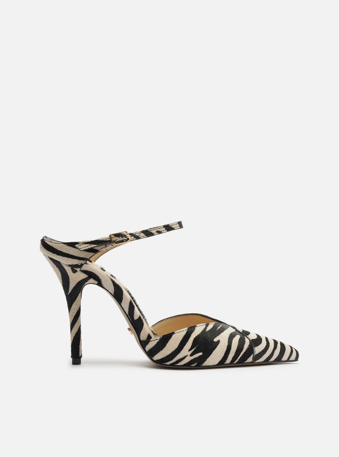 Mule Animal Print Salto Alto Tira Instep
