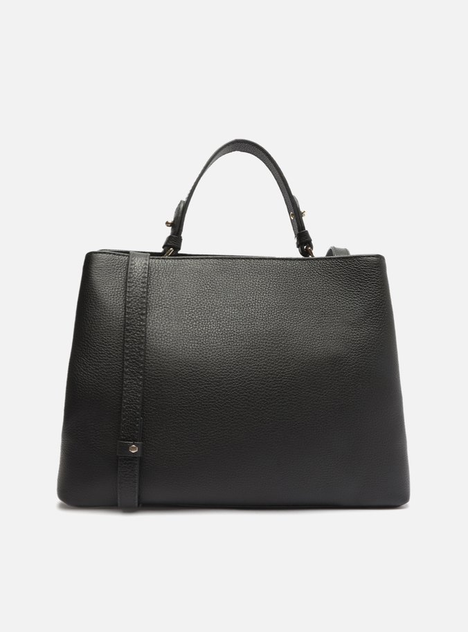 Bolsa Tote Preta Couro Grande Clássica