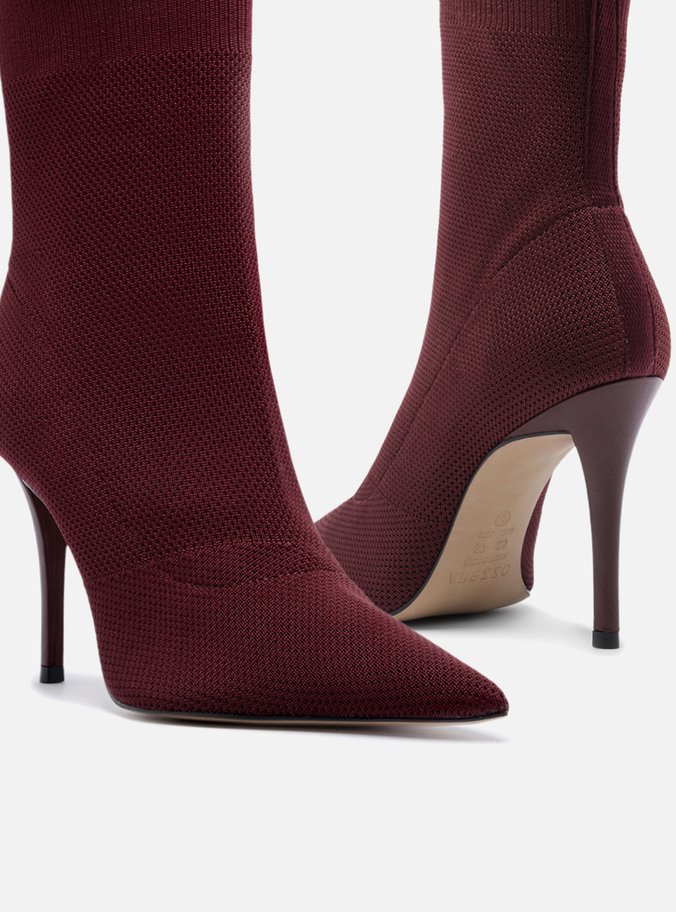Skinny Boot Vinho Knit Salto Alto Helena