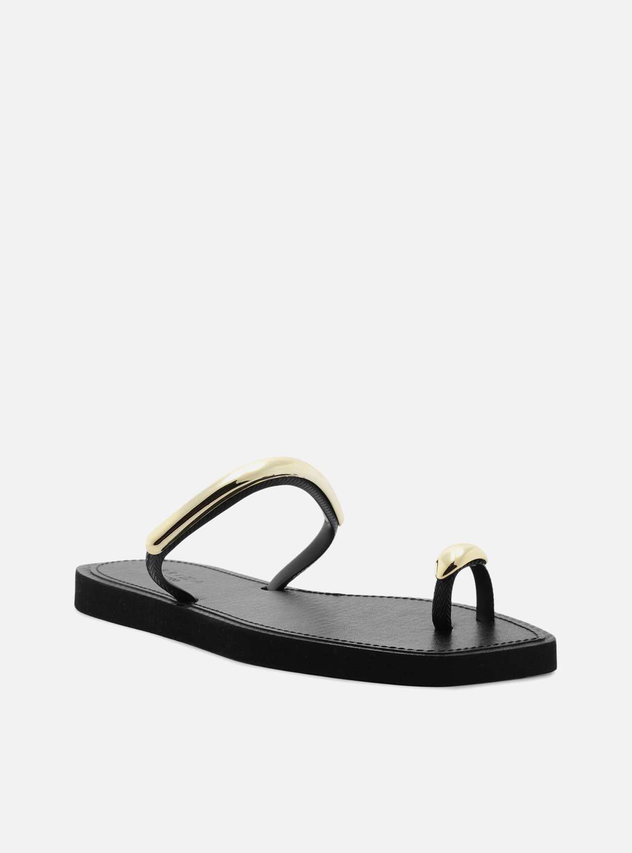 Sandália Papete Preto Flatform Metais Dourados Brizza — foto 2