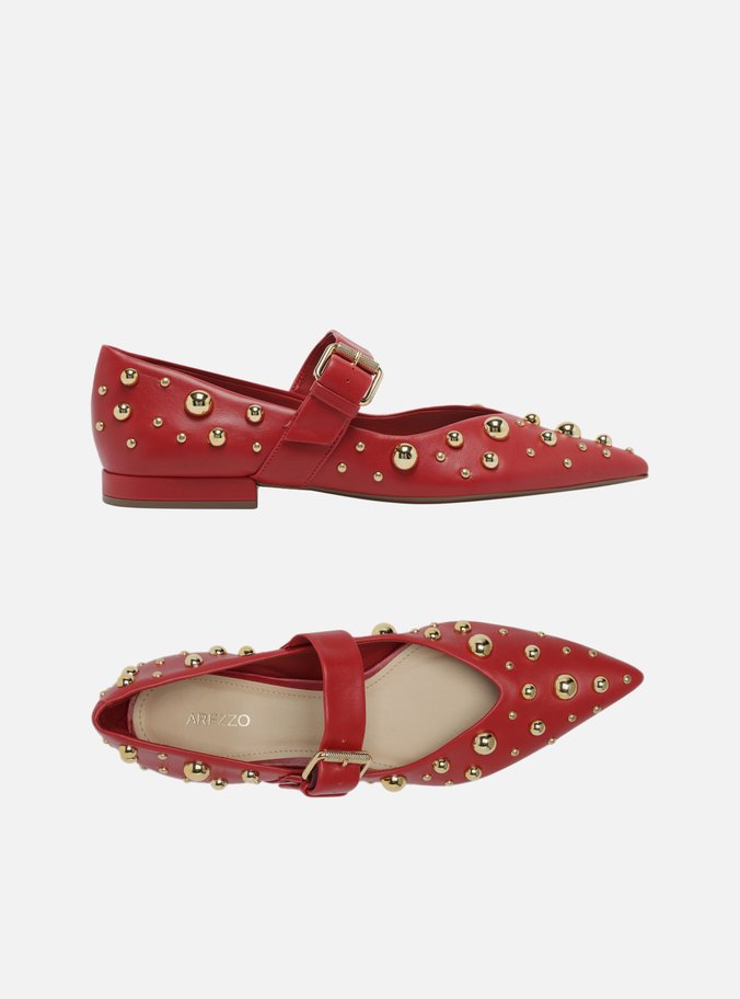 Sapatilha Vermelha Couro Maxi Tachas