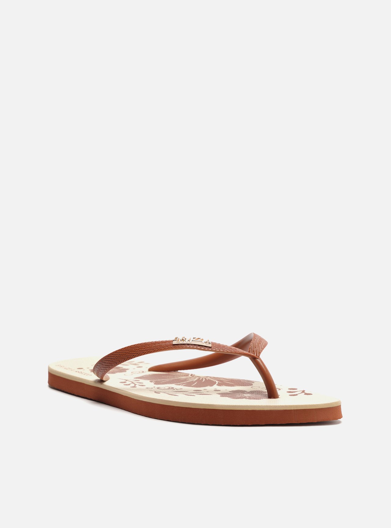 Chinelo de Dedo Marrom Estampa Flores — foto 2