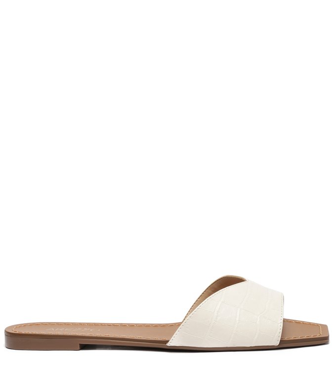 Rasteira Slide Off-White Croco