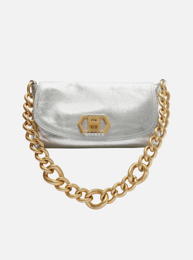 Bolsa Tiracolo Prata Couro Amélia Pequena