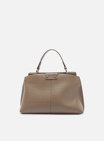 Arezzo — Bolsa Tote Cinza Croco Média Alças