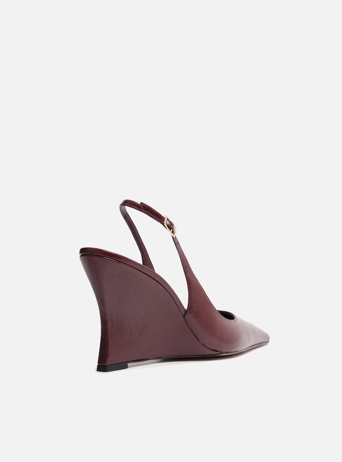 Scarpin Vermelho Couro Salto Anabela Slingback