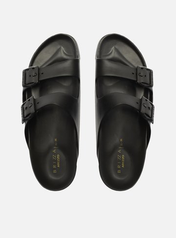 Slide Preto Flatform Tiras Brizza