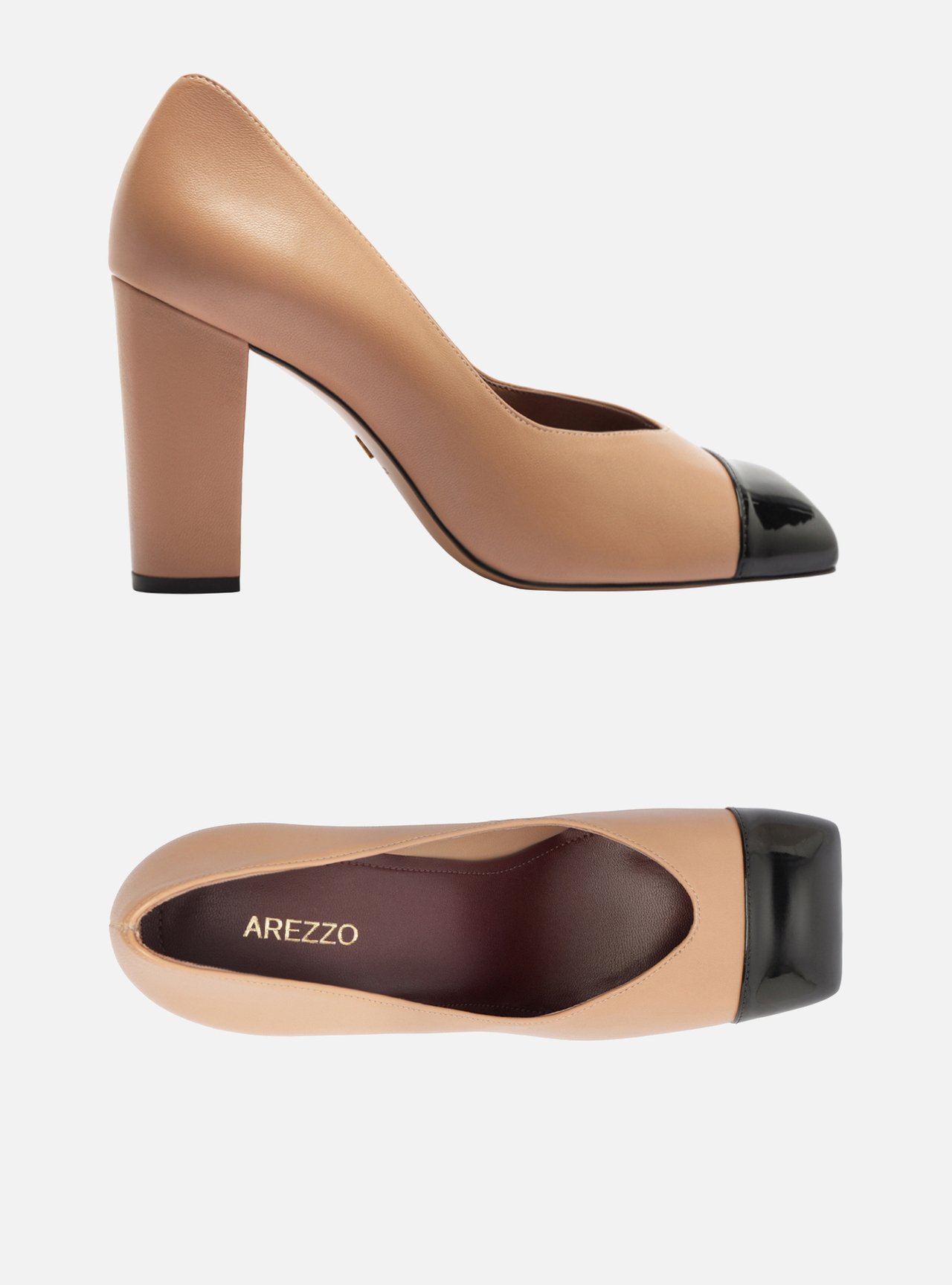 Scarpin Nude Multimaterial Salto Bloco — foto 6