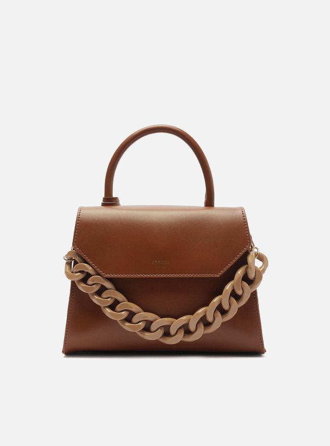 Bolsa Satchel Marrom Iara Média Laranja