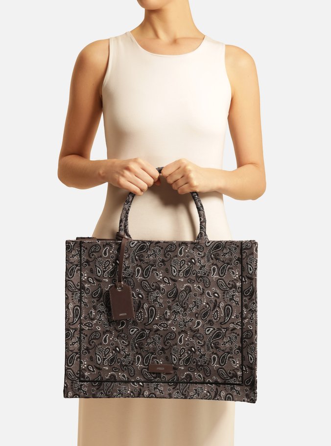 Bolsa Shopping Marrom Paisley Grande Livia