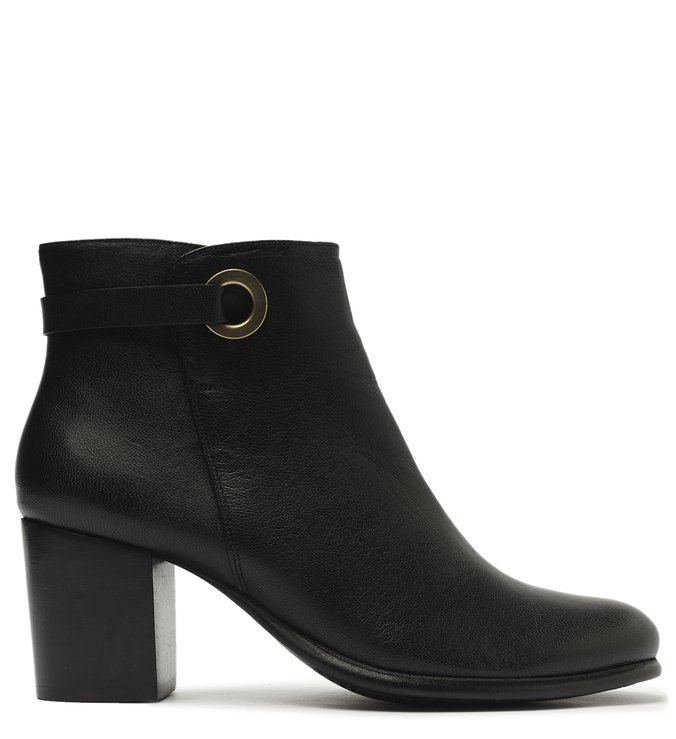 Ankle Boot Couro Preta Elos Dourado