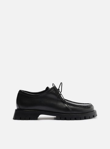 Mocassim Preto Couro Tratorado Amarração Siena