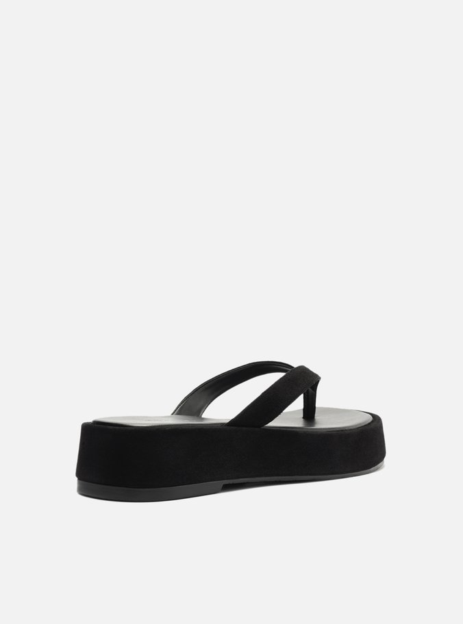 Tamanco Preto Camurça Flatform Flip Flop TIG