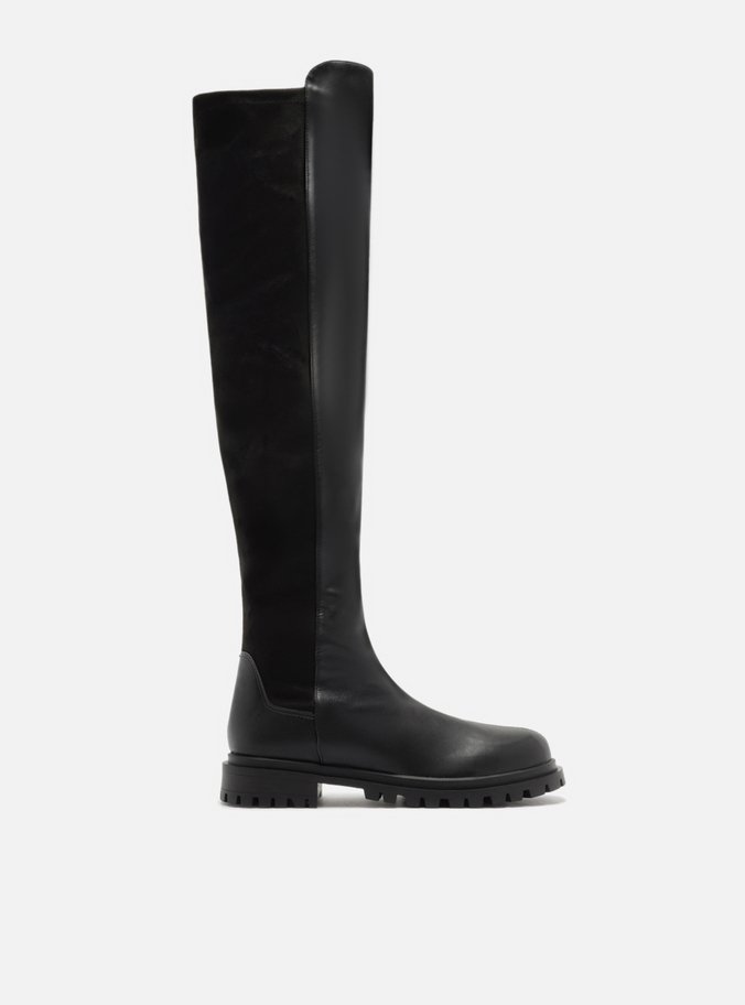 Bota Over The Knee Preta Sola Tratorada