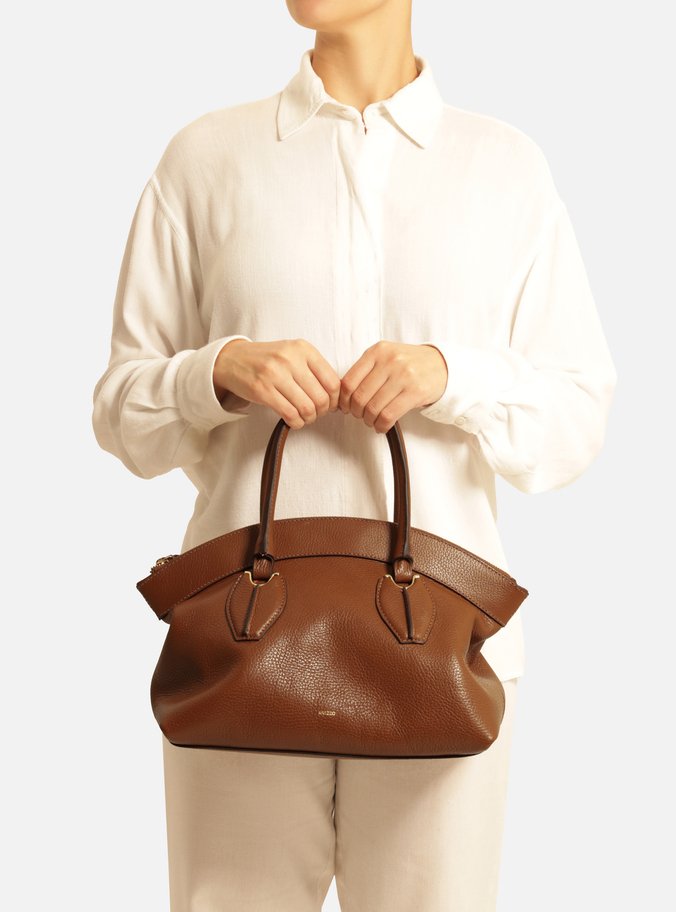 Bolsa Tote Marrom Couro Grande Moderna