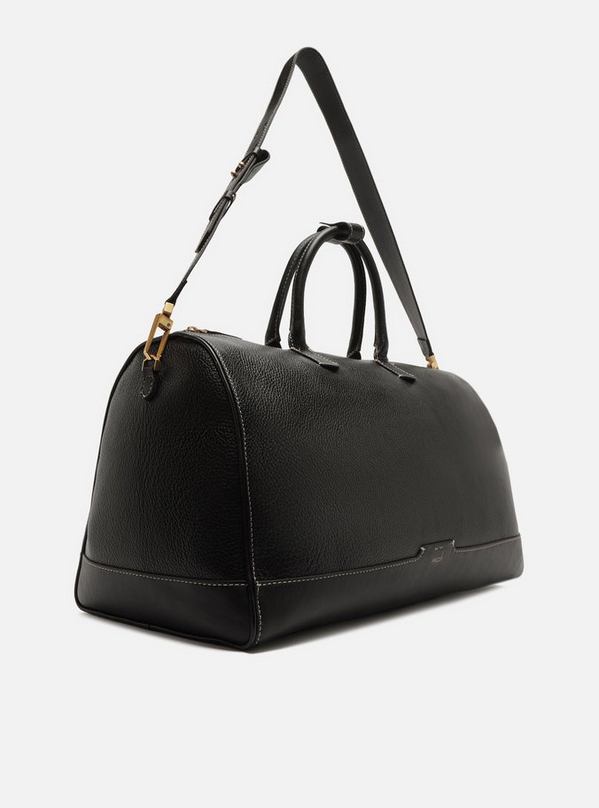 Bolsa de Viagem Preta Couro  Grande