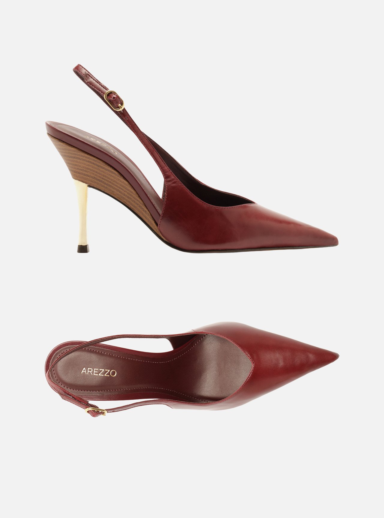 Scarpin Vermelho Couro Salto Fino Fivela Slingback — foto 5