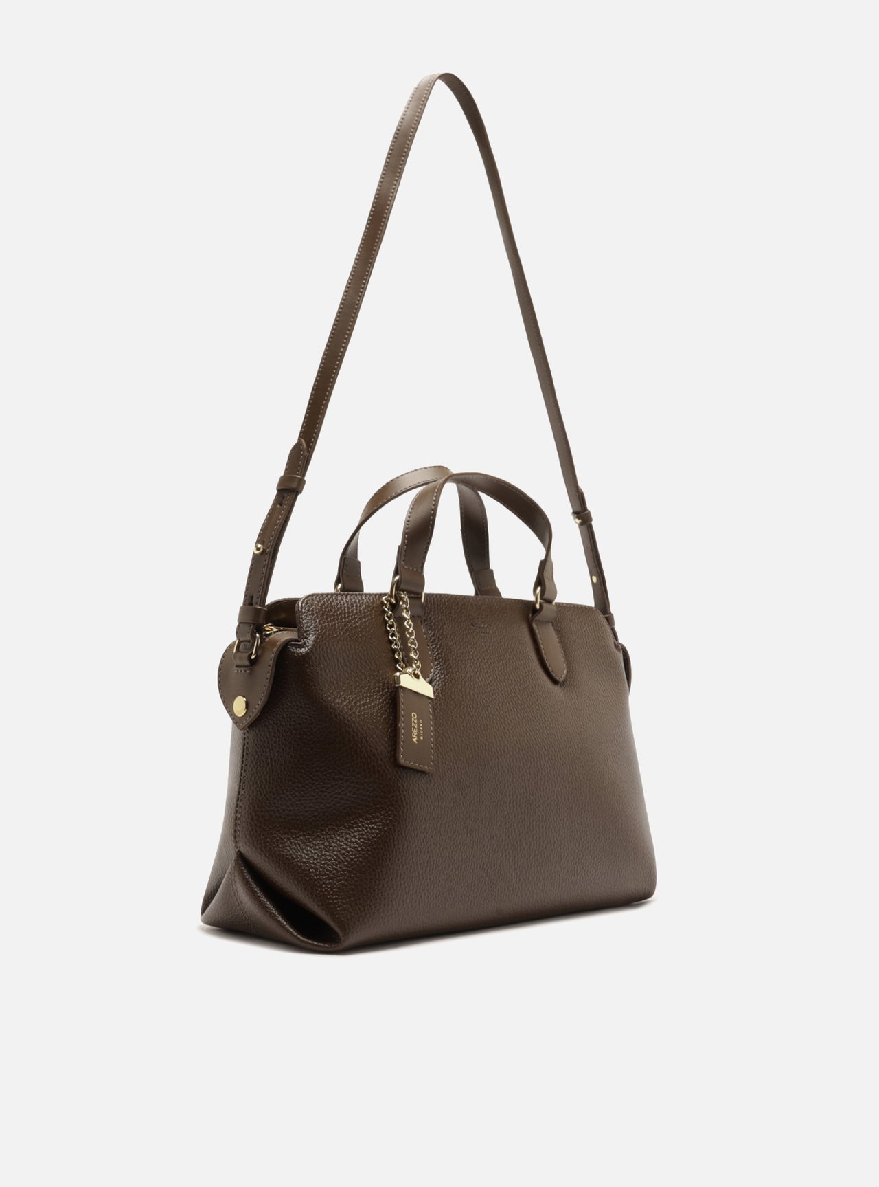 Bolsa Tote Marrom Média Corrente Dourada — foto 5