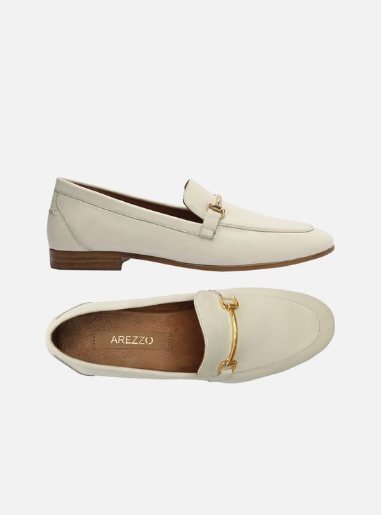 Mocassim Branco Couro Bico Fino Bridão