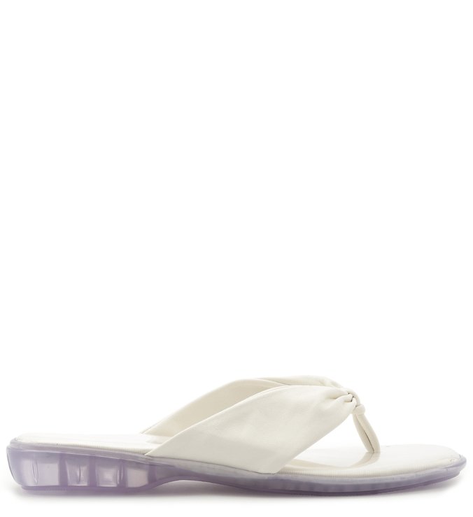 Chinelo Couro Tiras Torcidas Bianco