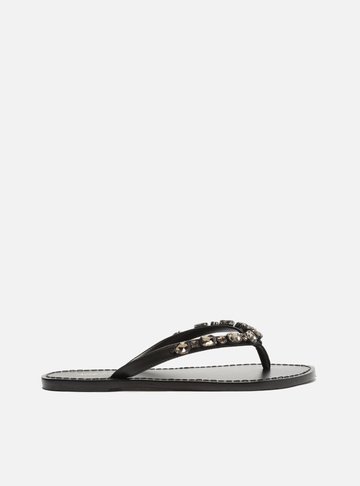Rasteira Preta Flip Flop Pedrarias