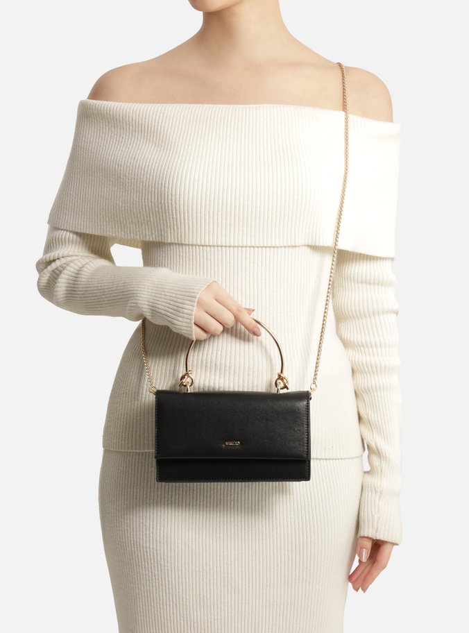 Bolsa Tiracolo Preta Pequena Corrente Metal