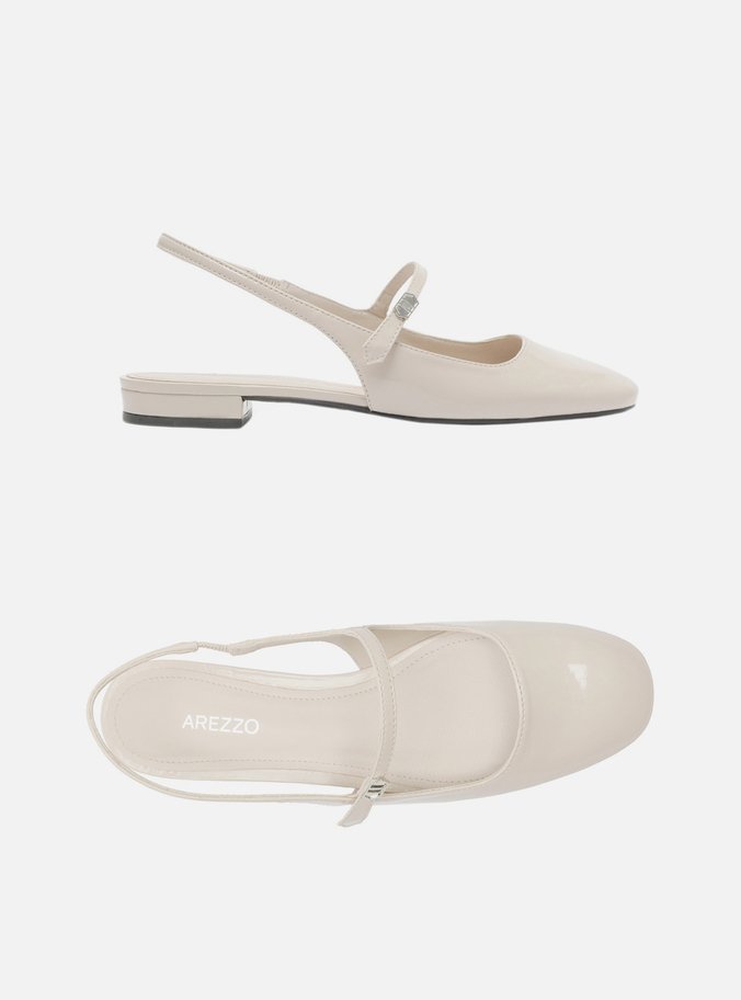 Sapatilha Boneca Branca Verniz Slingback