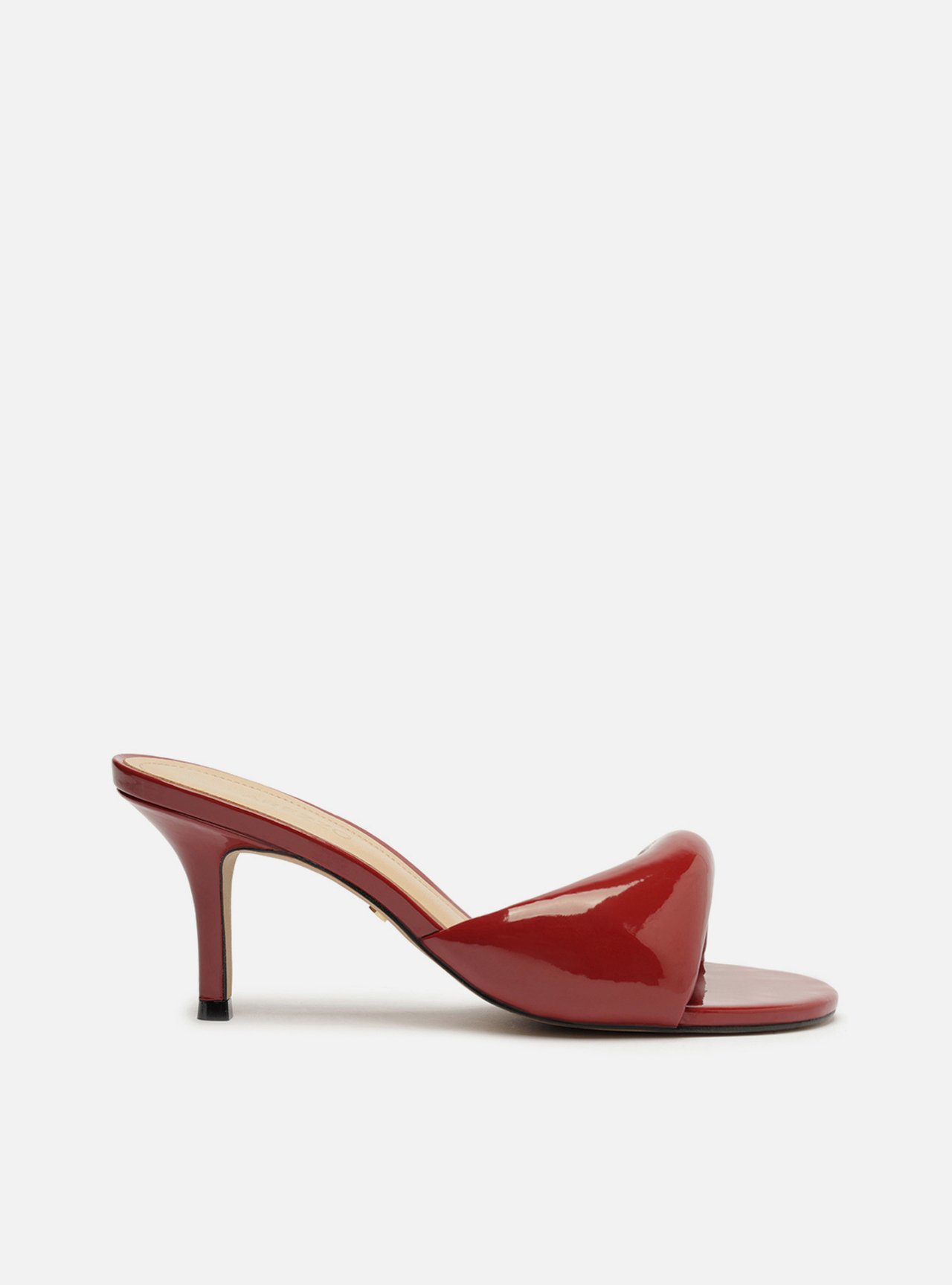Mule Vermelha Verniz Salto Fino Tira Bold — foto 1