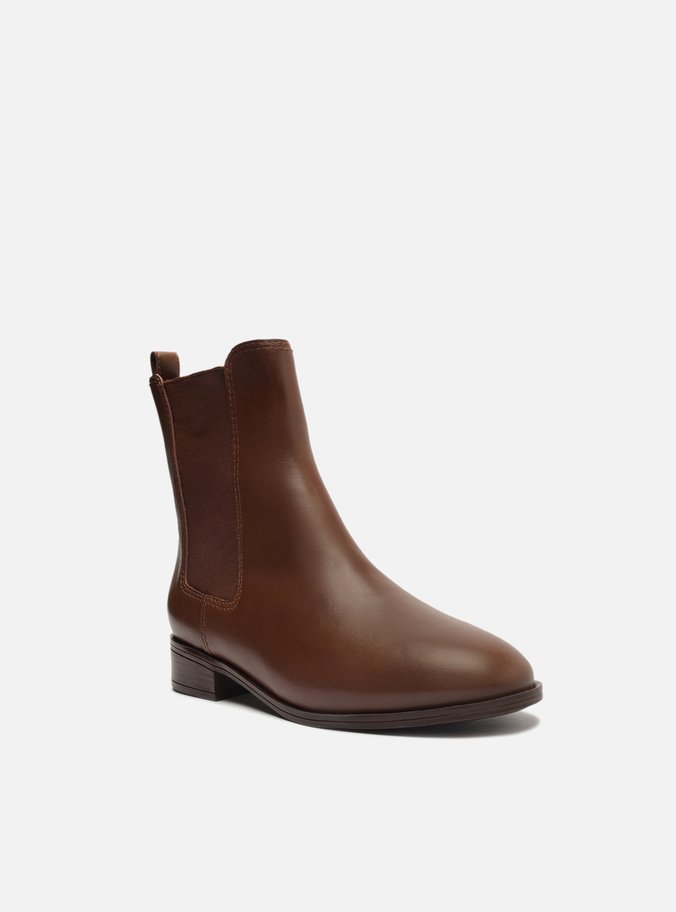 Bota Chelsea Marrom Escuro Couro Cano Curto Elástico