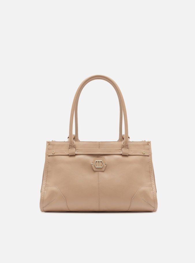 Bolsa Tote Bege Couro Smash Média