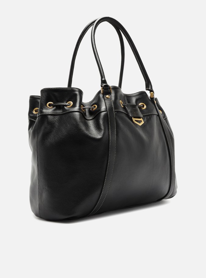 Bolsa Shopping Preta Couro Alicia Grande