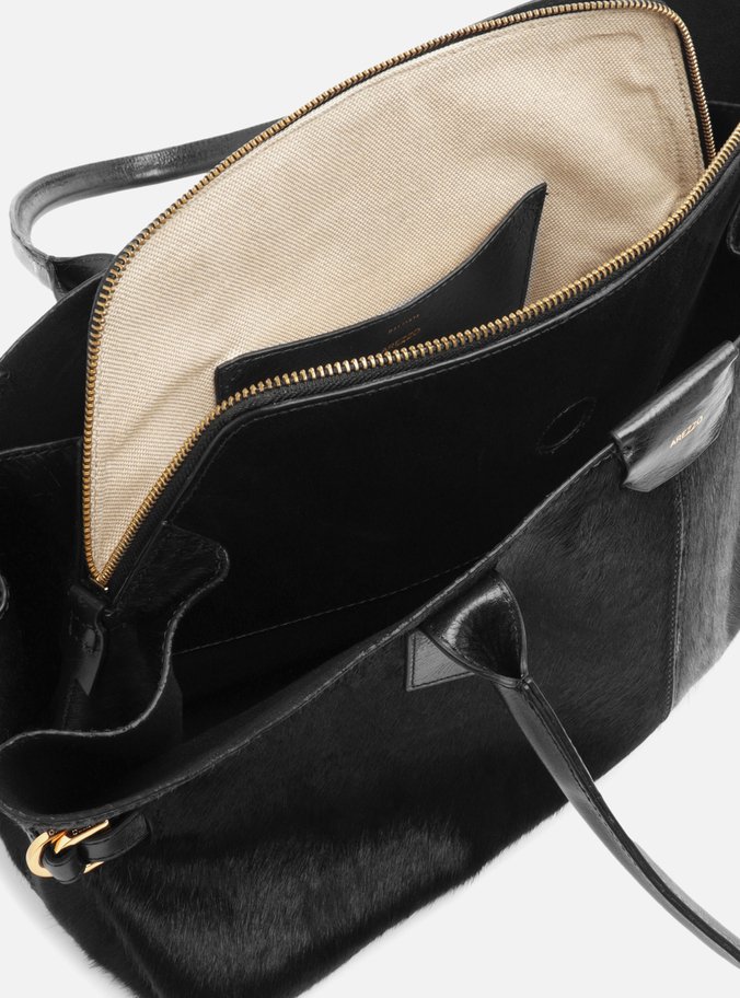 Bolsa Shopping Preta Pelo Couro Grande