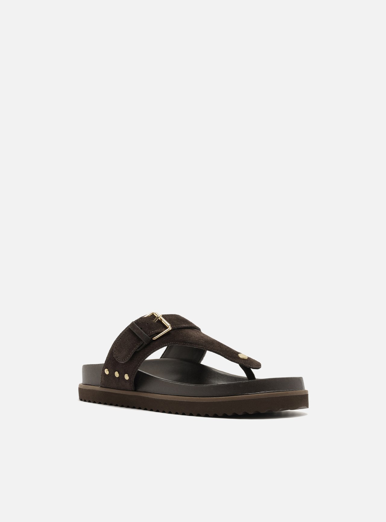 Sandália Papete Marrom Suede Tira Fivela — foto 2