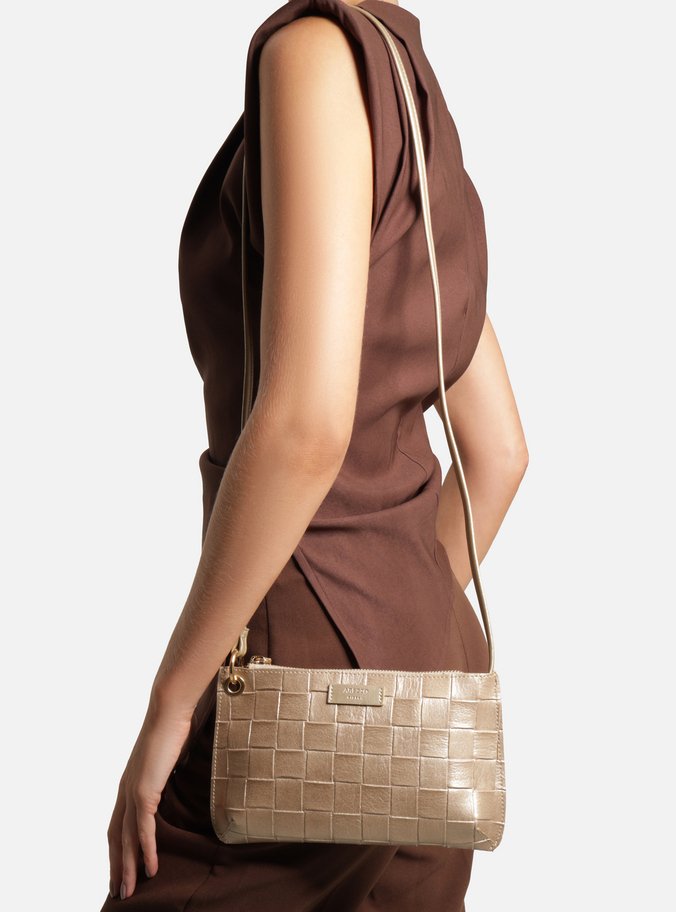 Bolsa Tiracolo Dourada Pequena Tressê