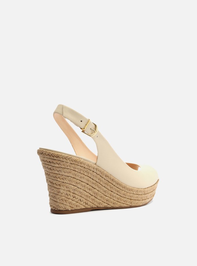 Sandália Off-White Couro Plataforma Slingback