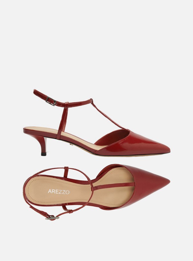 Scarpin Vermelho Verniz Salto Kitten Aberto Tiras