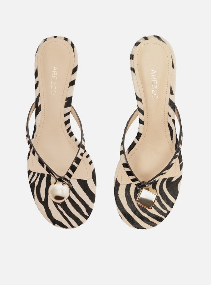 Tamanco Animal Print Salto Baixo Metais Duo
