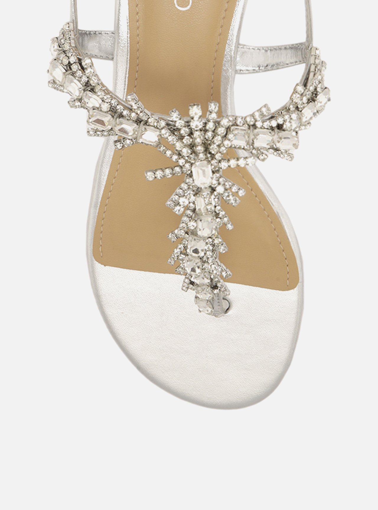 Sandália Rasteira Prata Slim Pedrarias Glam — foto 5