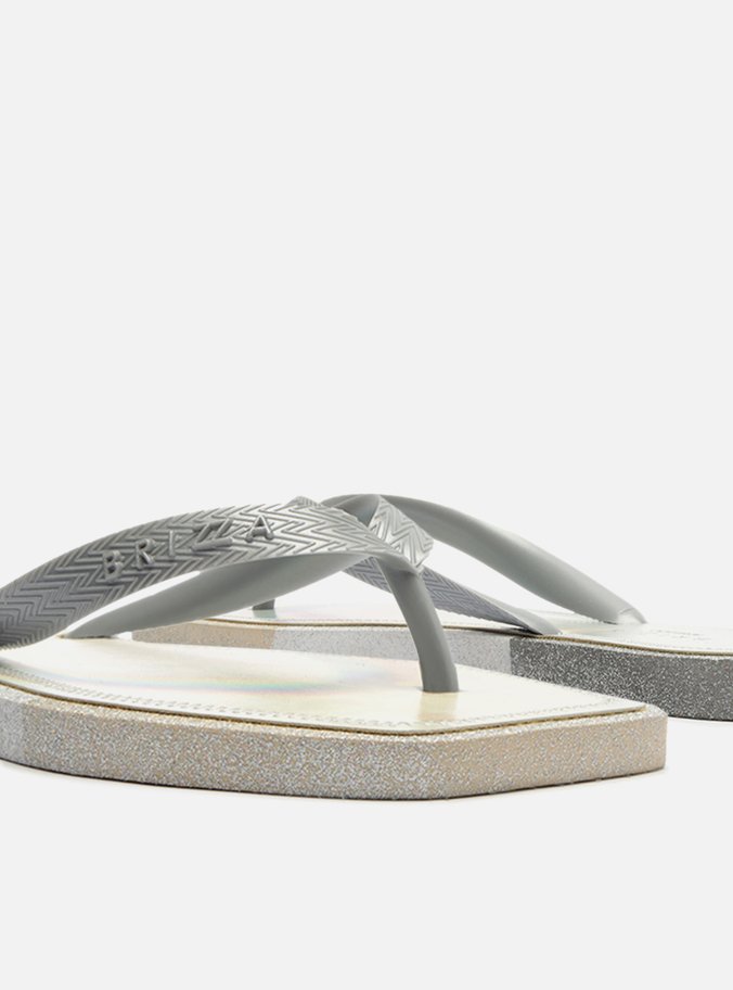 Chinelo de Dedo Prata Glitter Square Brizza