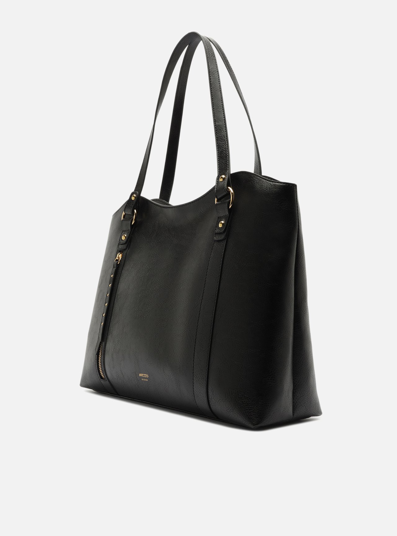 Bolsa Shopping Preta Grande Bolso Frontal Zíper — foto 2